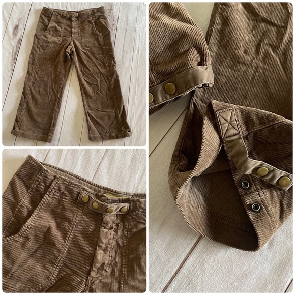Pulp Pants - Y2k Corduroy Cropped Capri Pants Women’s 6 Brown Cinch Button Outdoor 90s Pulp